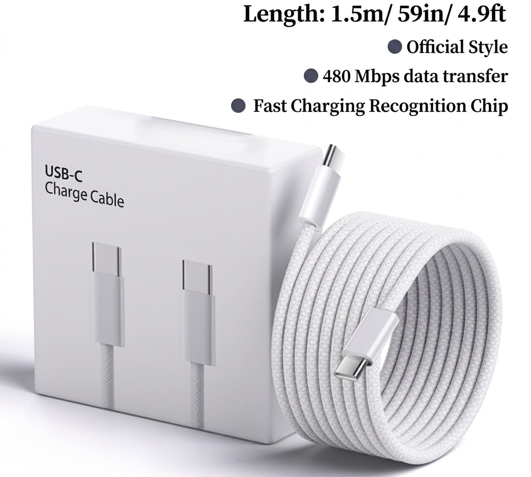 GridLite™USB-C to USB-C, Braided Type-C Fast Charge Cable