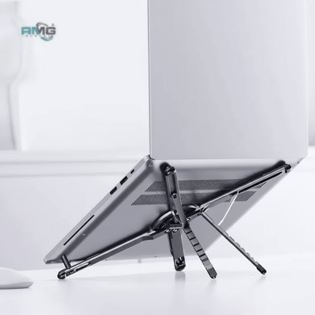 Laptop on white desk
